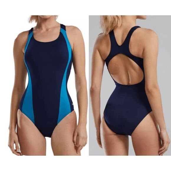 TYR Durafast Elite® Women's UPF50+ Chlorine Proof Swimsuit Blue Size 6 - Picture 1 of 7
